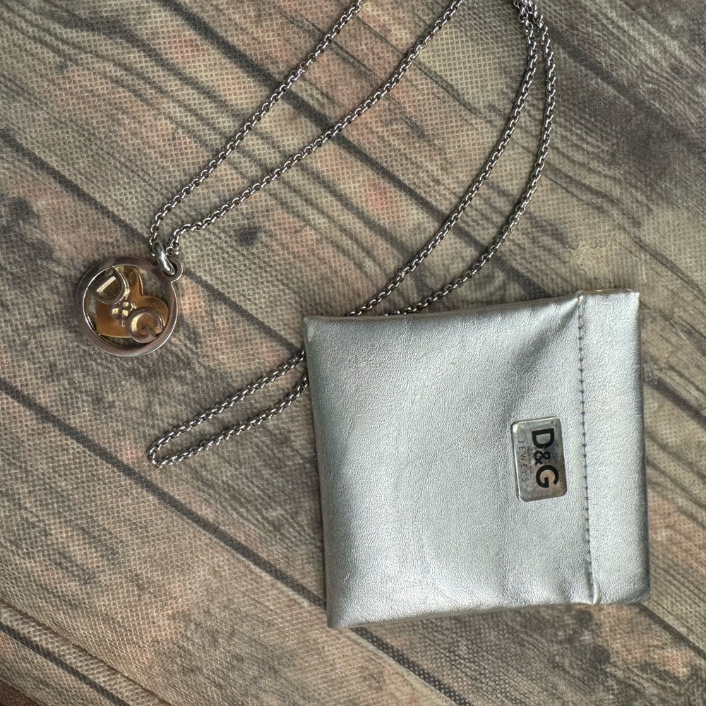 D&G Two-Tone Logo Pendant Necklace